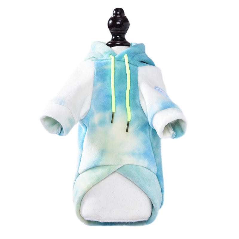 Dog Winter Plush Hoodie Warm Stylish Pet Sweater Gradient Colour Small Dogs Cats