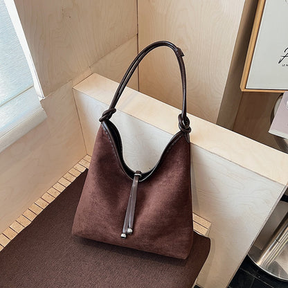 Matte Retro Shoulder Tote Bag Urban Minimalist Design Spacious Large Capacity