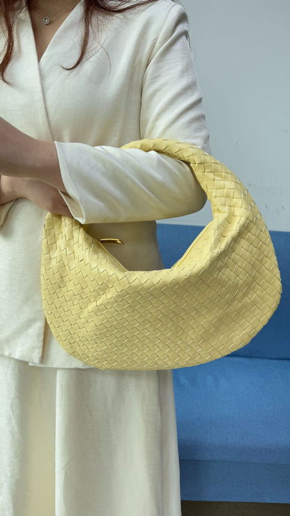 Women's Woven Tote Bag Faux Leather Spacious Lightweight Durable Zip Top Closure