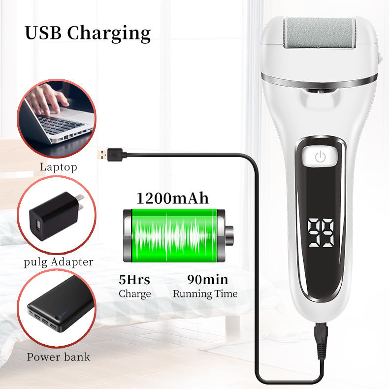 Rechargeable Electric Foot Grinder + 10pc Pedicure Tool Set Callus Remover