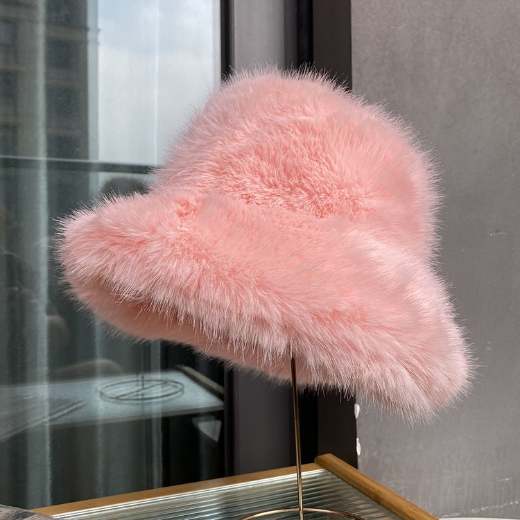 Women's Plush Winter Fisherman Bucket Hat Thick Warm Insulated Hats Caps
