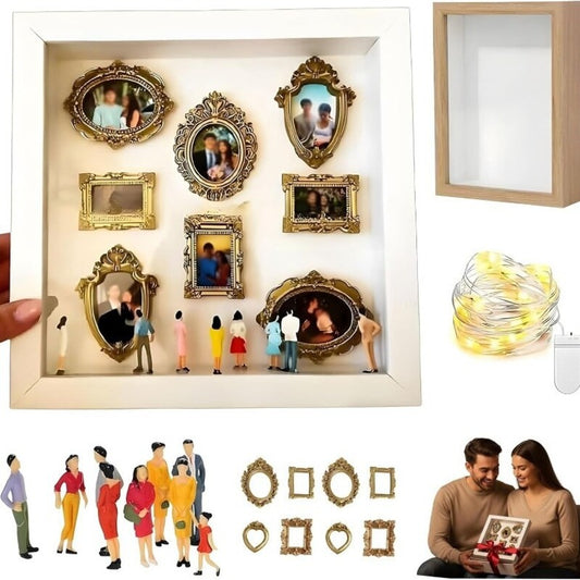 DIY Mini Museum Shadow Box Kit Anniversary Wedding Memory Display Gold Frames