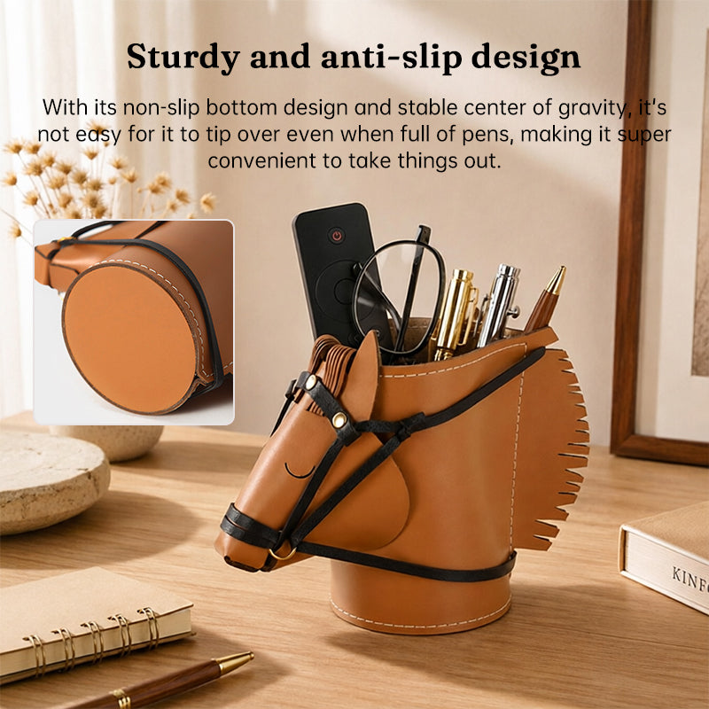 PU Leather Horse Head Storage Box Makeup Organiser Desk Table Jewellery Holder