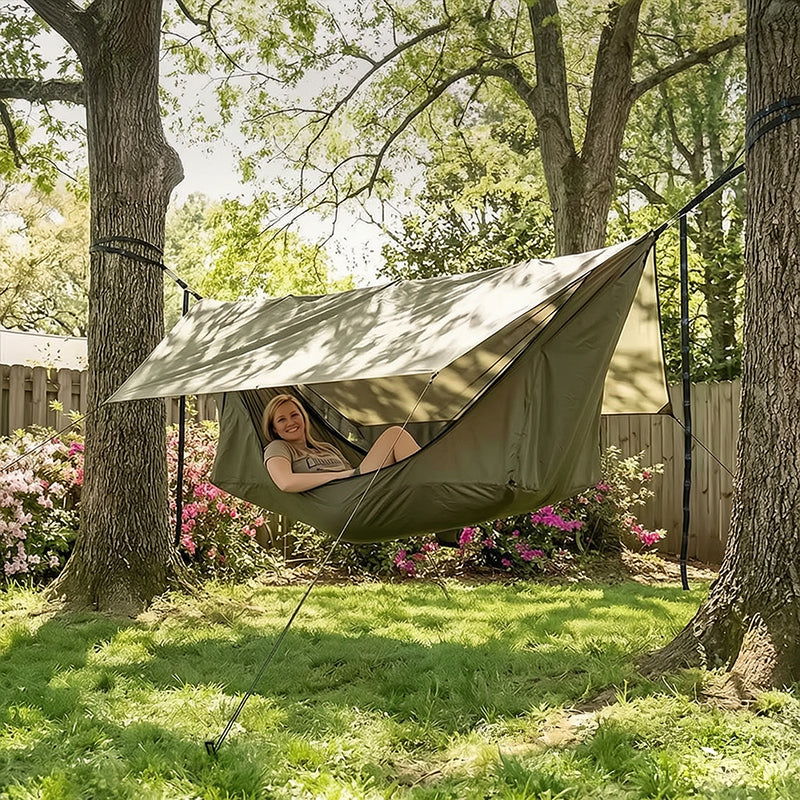 Zip Mosquito Net Hammock Tent 200x80cm Adult Hanging Chair With Rainfly Camping