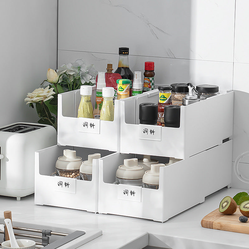 Telescopic Rectangular Storage Box Adjustable Kitchen Cabinet Drawer Organizer