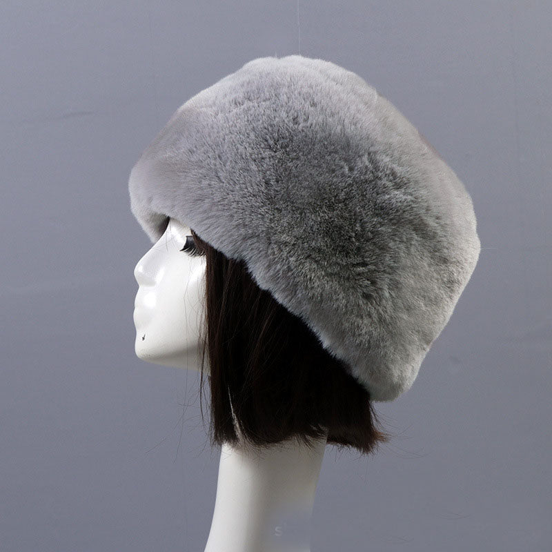 Winter Faux Fur Flat Top Hat Warm Brimless Acrylic Womens Hats Plush Russian