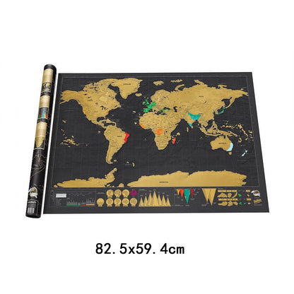 Scratch Off World Map Deluxe Black Gold Foil Political Map Includes Poster Tube
