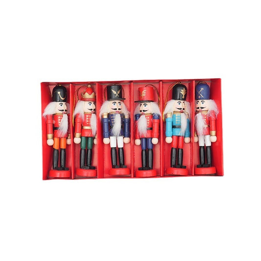 Set of 6 Christmas Nutcracker Ornament Wooden Figurines Xmas Tree Decor 12.5cm
