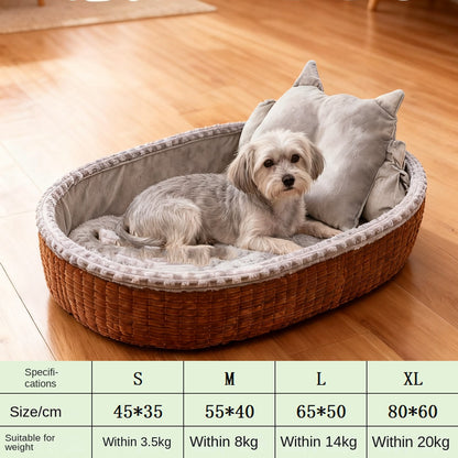 Winter Warm Half Enclosed Pet Dog House Plush Bed Mat Indoor Peaceful Sanctuary
