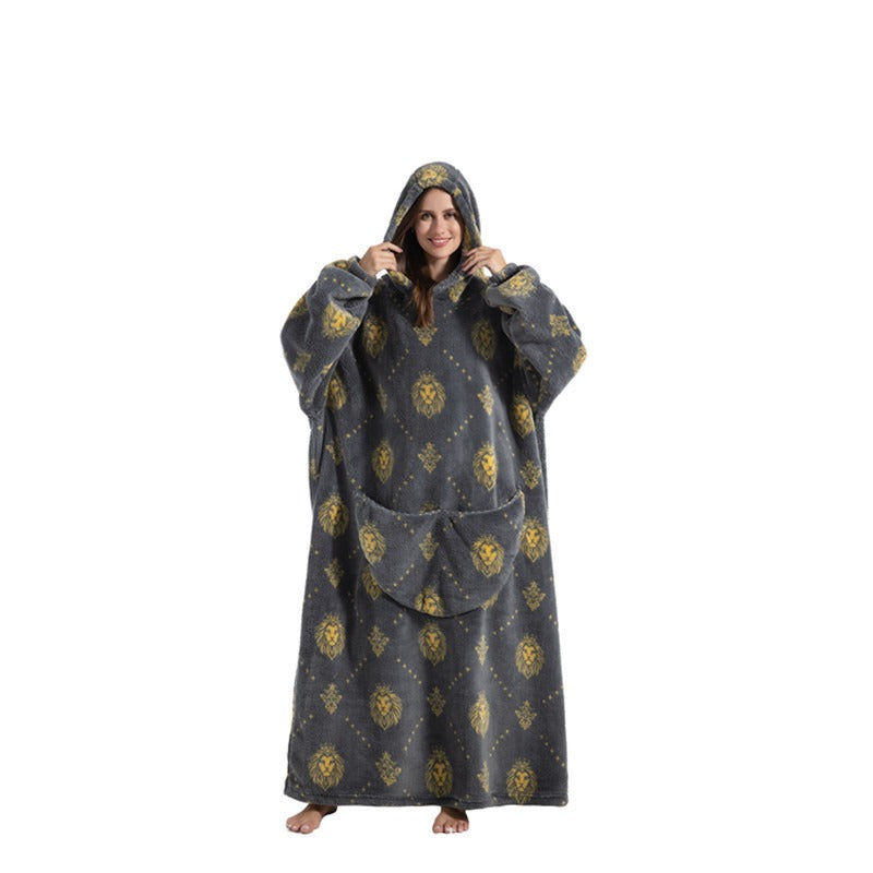 Oversized Blanket Hoodie Adults Ultra-Soft Warm Long Hooded Fleece Pockets