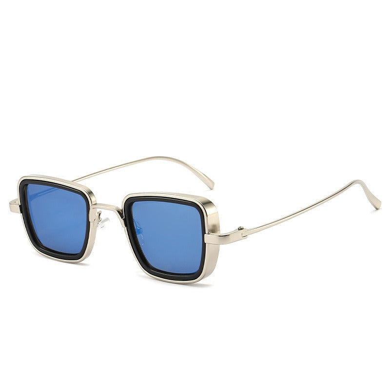 Steampunk Square Sunglasses Yellow Lens Metal Frame UV Protection Retro Style
