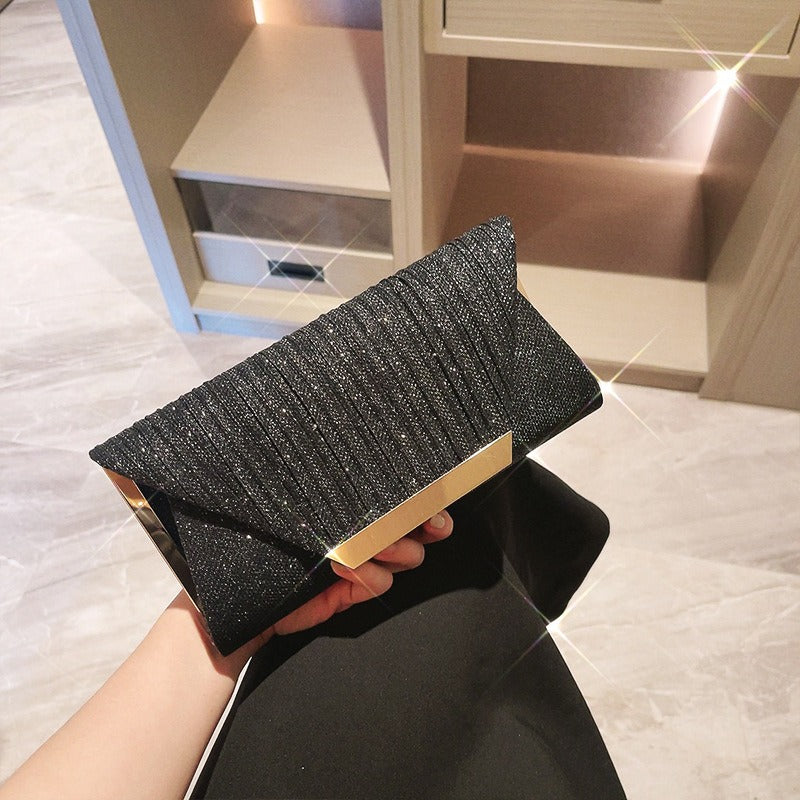 Elegant Evening Clutch Bag for Women | Glitter Purse with Chain Strap Fashion