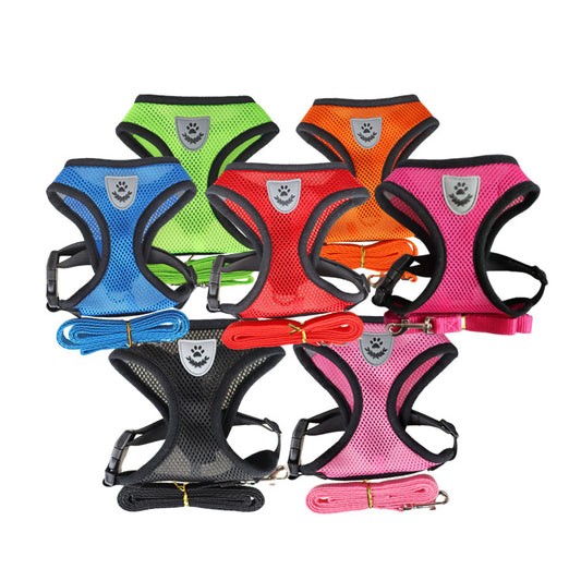 Basic Small Cat Dog Puppy Harness + Lead Set Mesh Vest Reflective Adjustable