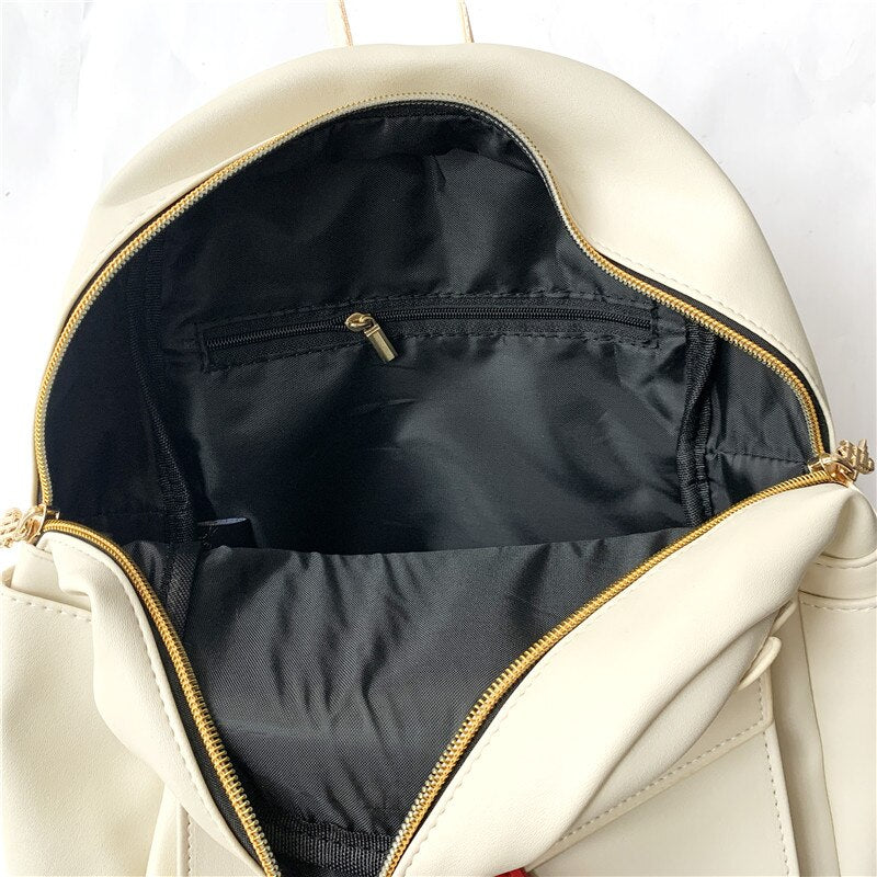 Faux Leather Owl Messenger Backpack Small School Bag Adjustable Shoulder Strap
