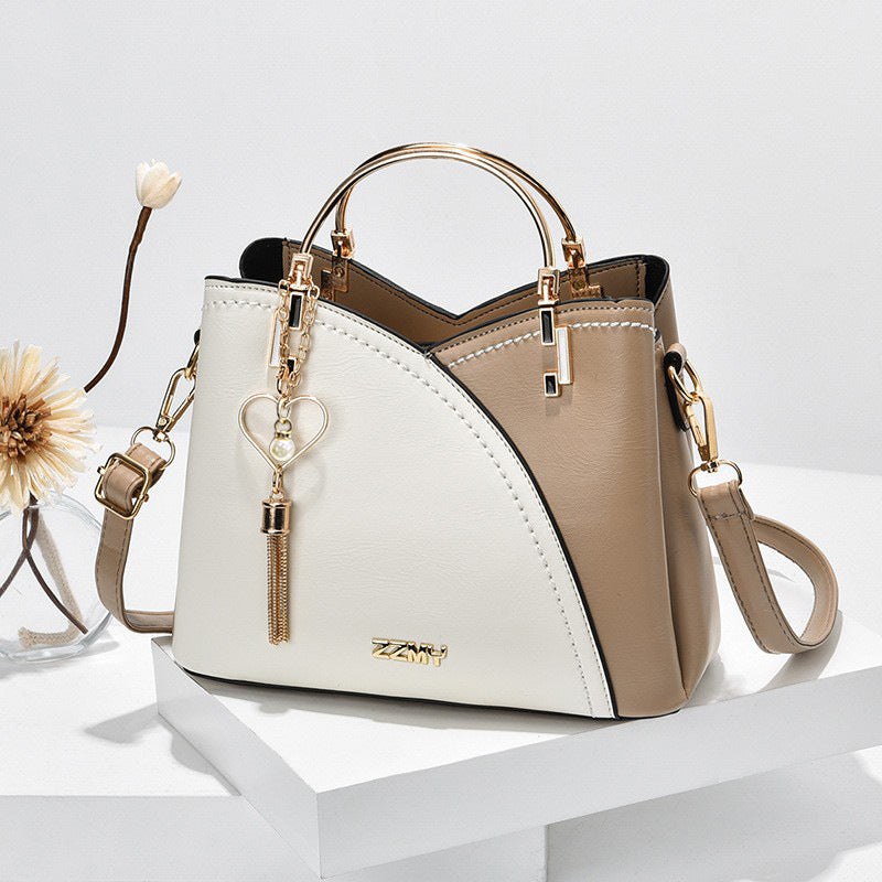 Korean Style Colour Block Trendy Women Handbag Spacious Large Storage Capacity