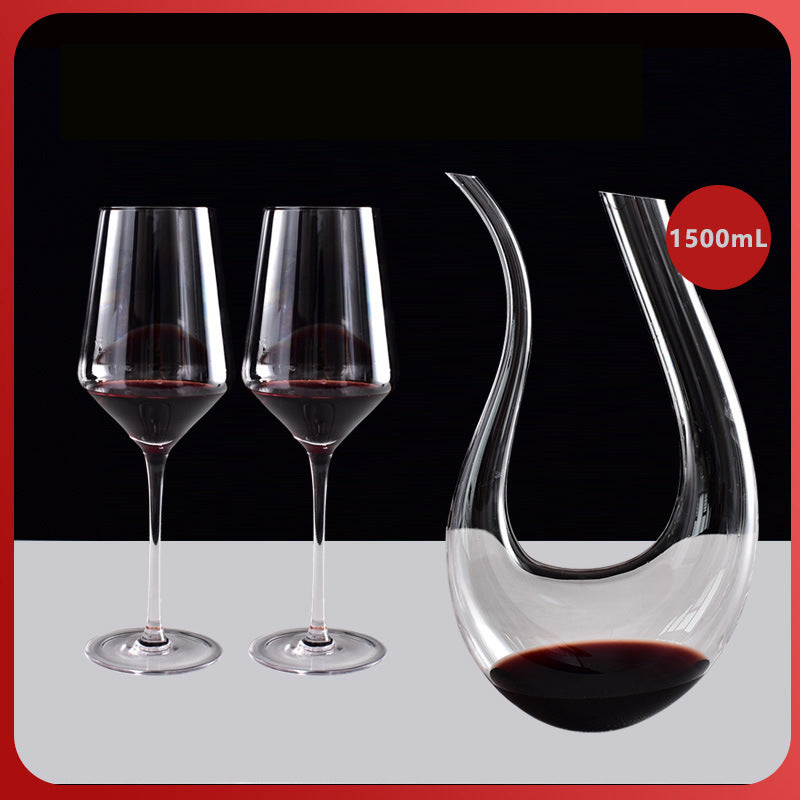 1500ml U Shape Crystal Wine Decanter Hand Blown Glass Set Includes 4 Glasses