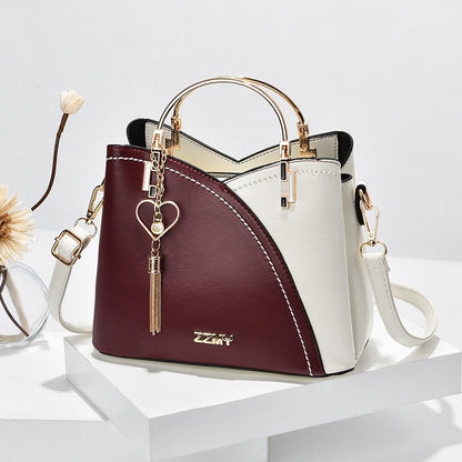 Korean Style Colour Block Trendy Women Handbag Spacious Large Storage Capacity