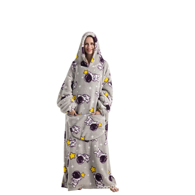 Oversized Blanket Hoodie Adults Ultra-Soft Warm Long Hooded Fleece Pockets