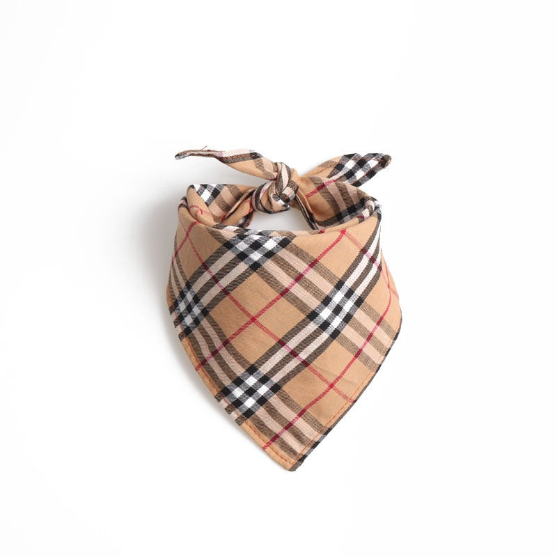 Plaid Dog Bandana Double Layer Pet Scarf Soft Cloth Material Accessories Pets