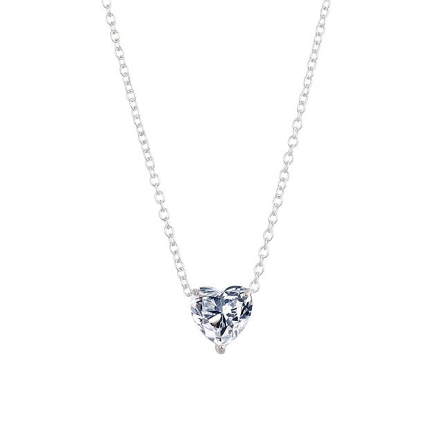 Silver Gold Tone Crystal Heart Chain Choker Necklace
