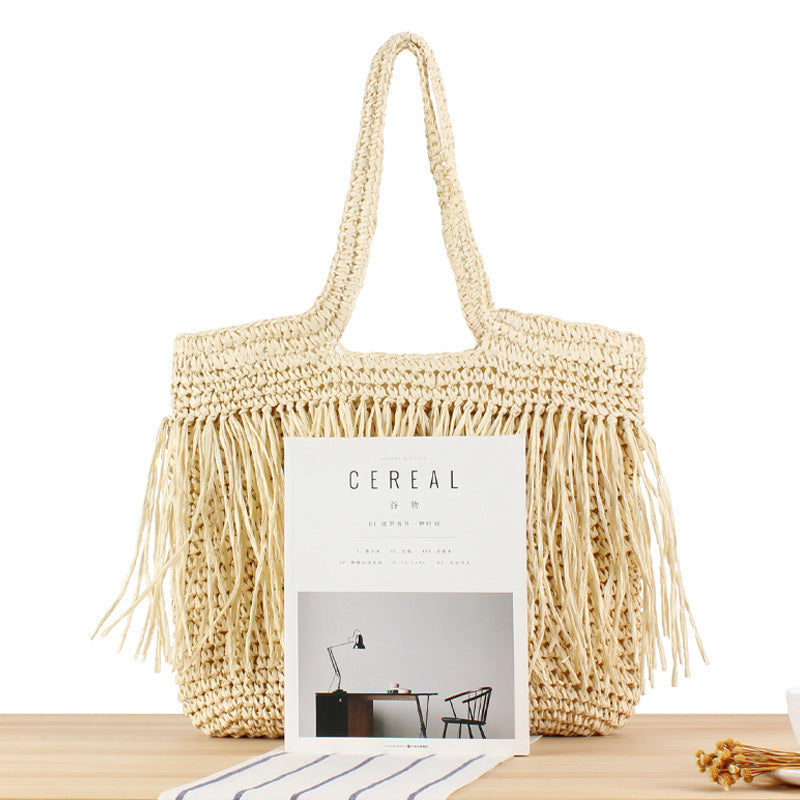 Handwoven Crossbody Tassel Bag Spacious Stylish Versatile Shoulder Purse Lightweight
