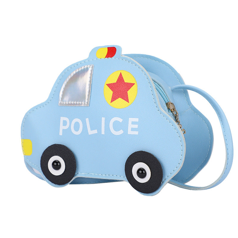 Kids Cartoon Police Car Shoulder Bag Lightweight School Travel Storage Pouch
