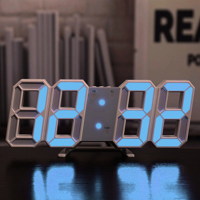 3D LED Digital Alarm Clock USB Charging 12/24 Hour Format Office Bedroom Kitchen
