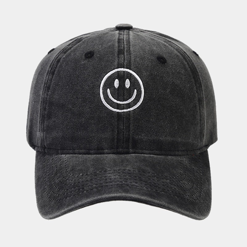 Unisex Cotton Blend Washed Baseball Cap Smiley Design Adjustable Fit Men's