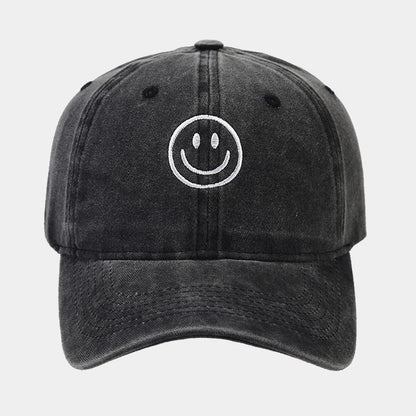 Unisex Cotton Blend Washed Baseball Cap Smiley Design Adjustable Fit Men's