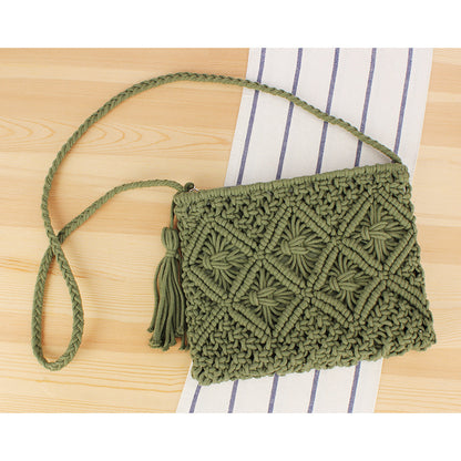 Women Summer Beach Woven Tote Bag Essential Lightweight Travel Tassel Accessory