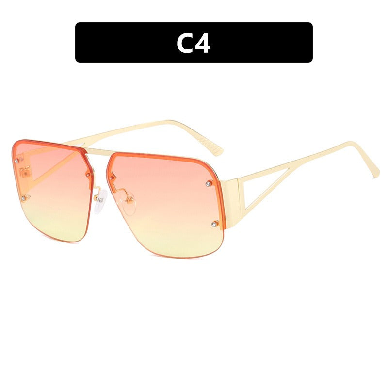 Women's Square Sunglasses Half Frame UV400 Protection Stylish Outdoor Eyewear