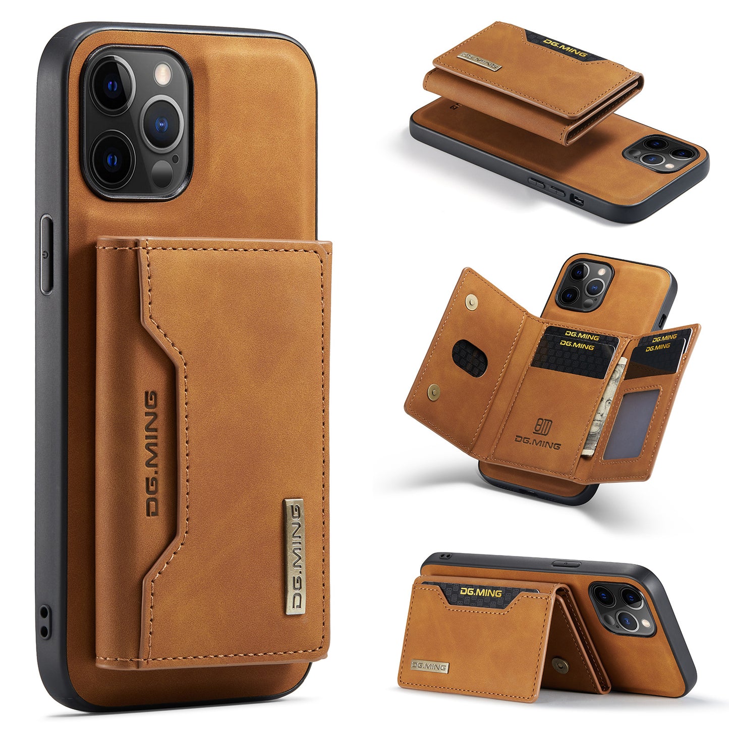 Magnetic Leather Card Case Detachable Kickstand for iPhone 11 12 13 14 Pro Max