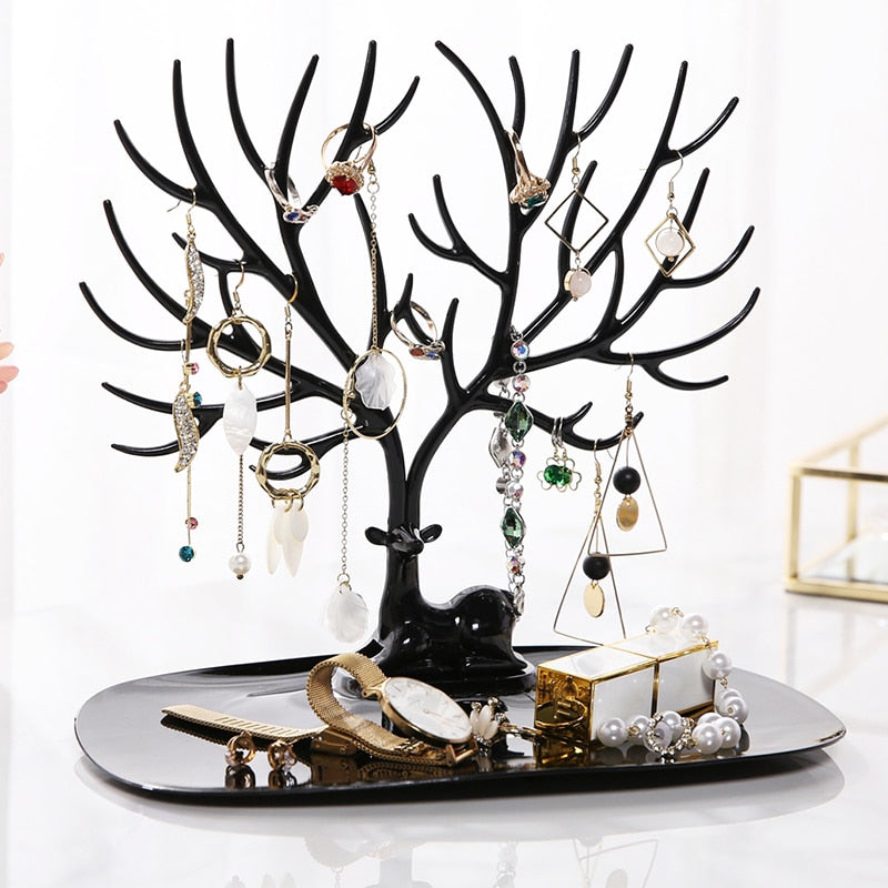 Jewellery Display Stand Deer Antler Tree Tray Organiser 25cm 15cm 22cm Compact