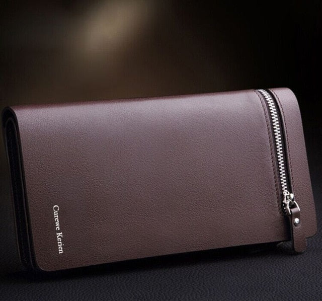 Leather Bifold Wallet Men Clutch Long ID Card Money Holder Slim Pocket Storage
