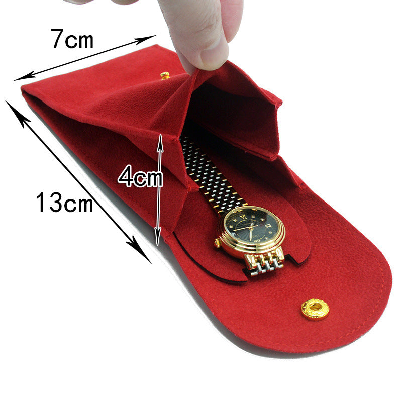 Velvet Snap Button Watch Pouch Thickened Mechanical Case Scratch Resistant Bag