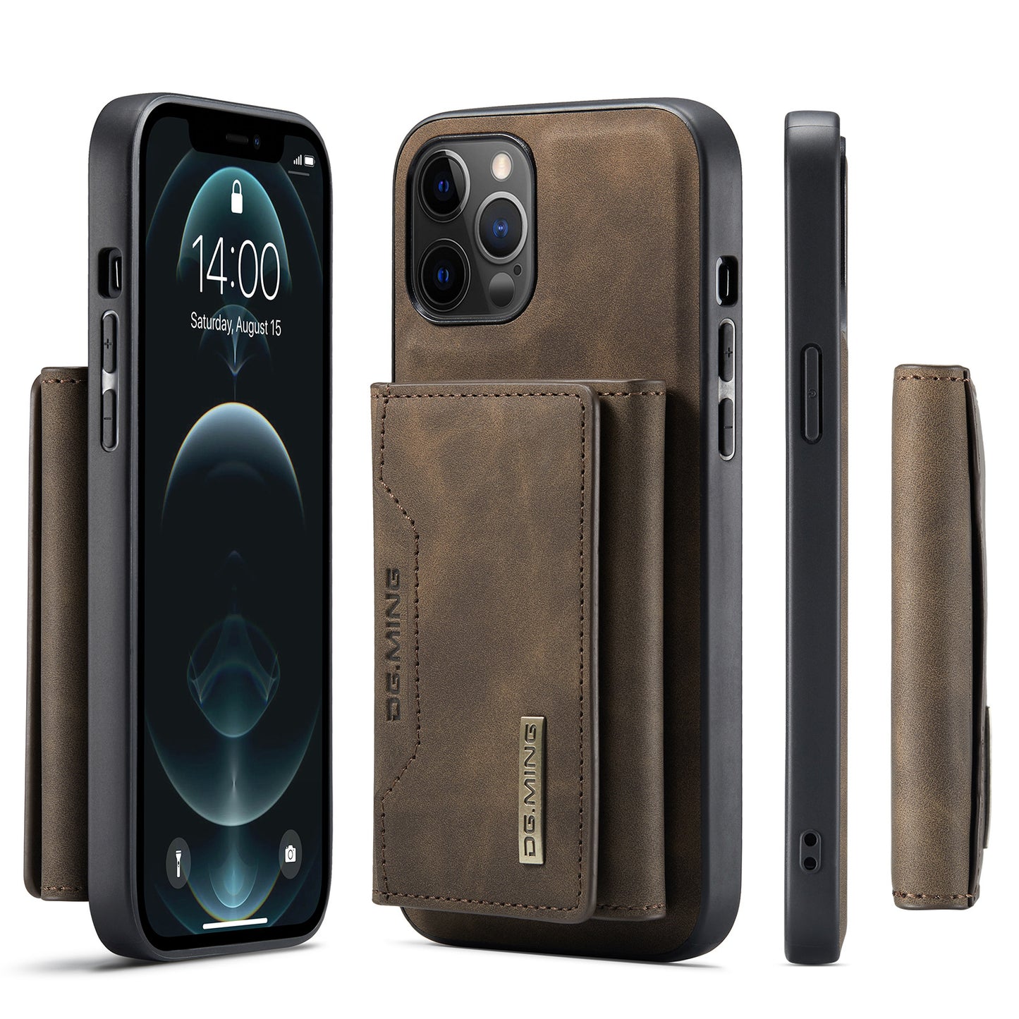 Magnetic Leather Card Case Detachable Kickstand for iPhone 11 12 13 14 Pro Max