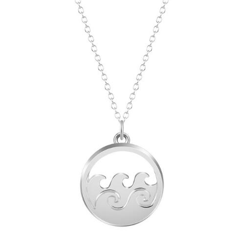 Gold Silver Tone Ocean Waves Necklace Round Pendant Jewellery