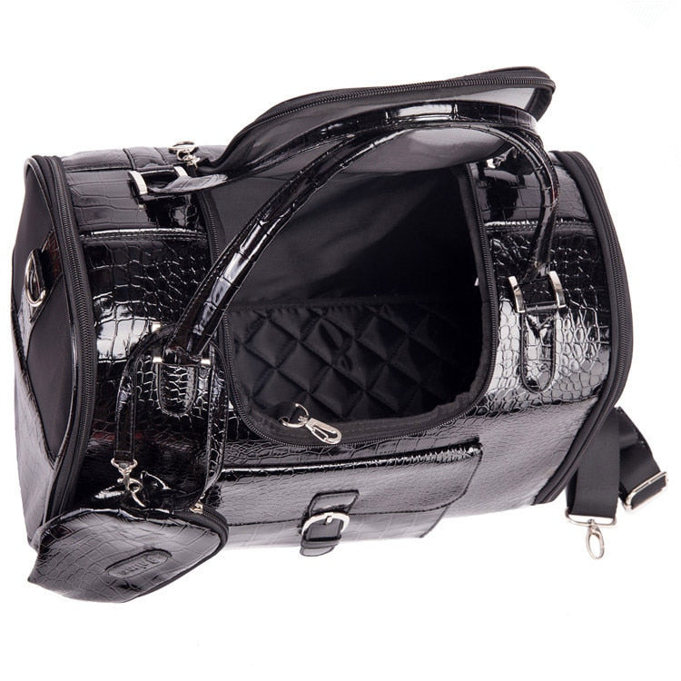 Crocodile Faux Leather Dog Carrier Bag Pink Black Pet Travel Handbag Tote Purse