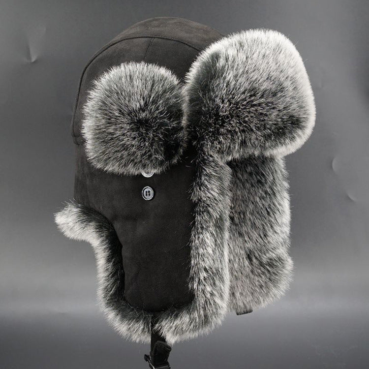 Men's Winter Trapper Hat Velvet Lining Faux Fur Ushanka Ear Flaps Aviator Cap