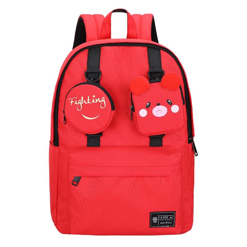 Junior High School Girl Oxford Backpack Lightweight Durable Spacious Zippered Pockets