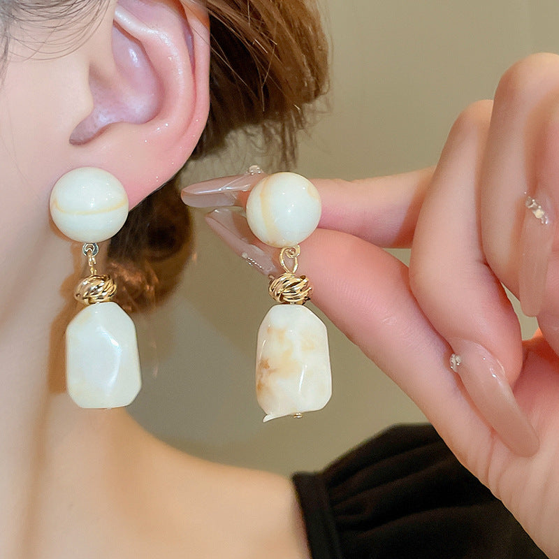 Gold Tone Resin Drop Dangle Earrings Retro Style Jewellery for Women