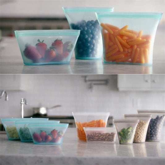 Silicone Reusable Food Storage Containers Set Zip Seal Cups Bowls S M L 8 Pack