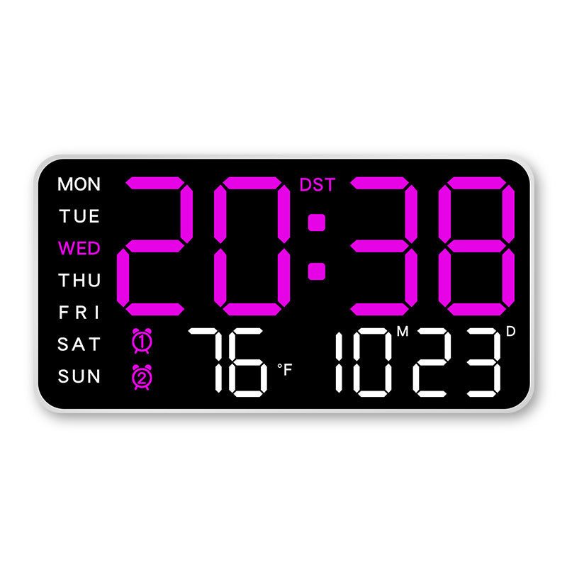 LED Digital Wall Clock with Temperature Indicator USB/Battery Powered Office Use