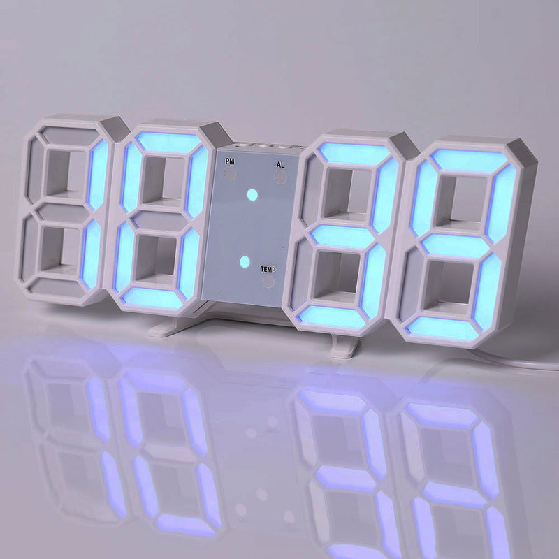 3D LED Digital Alarm Clock USB Charging 12/24 Hour Format Office Bedroom Kitchen