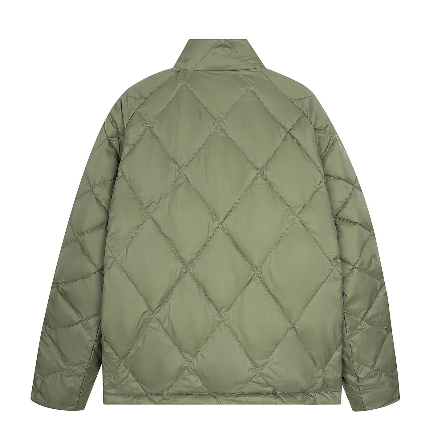 Unisex Vintage Duck Down Jacket with Loose Fit, Stand Collar, and Zipper Closure