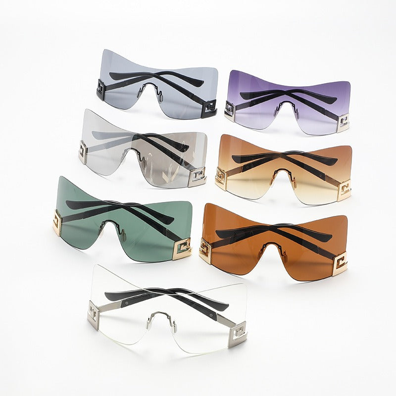 Large Frame Integrated Sunglasses UV400 Metal Arms Durable Unisex Outdoor Use