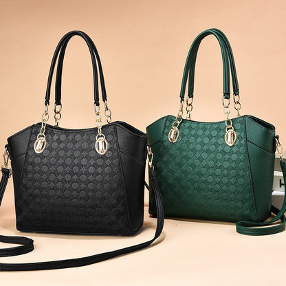 2pc Leather Large Capacity Tote Bag Womens Chain Shoulder Bag Khaki