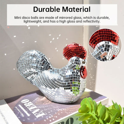 Decorative Chicken Statue Mirror Tile Unique Home Decor Artistic Visual Element
