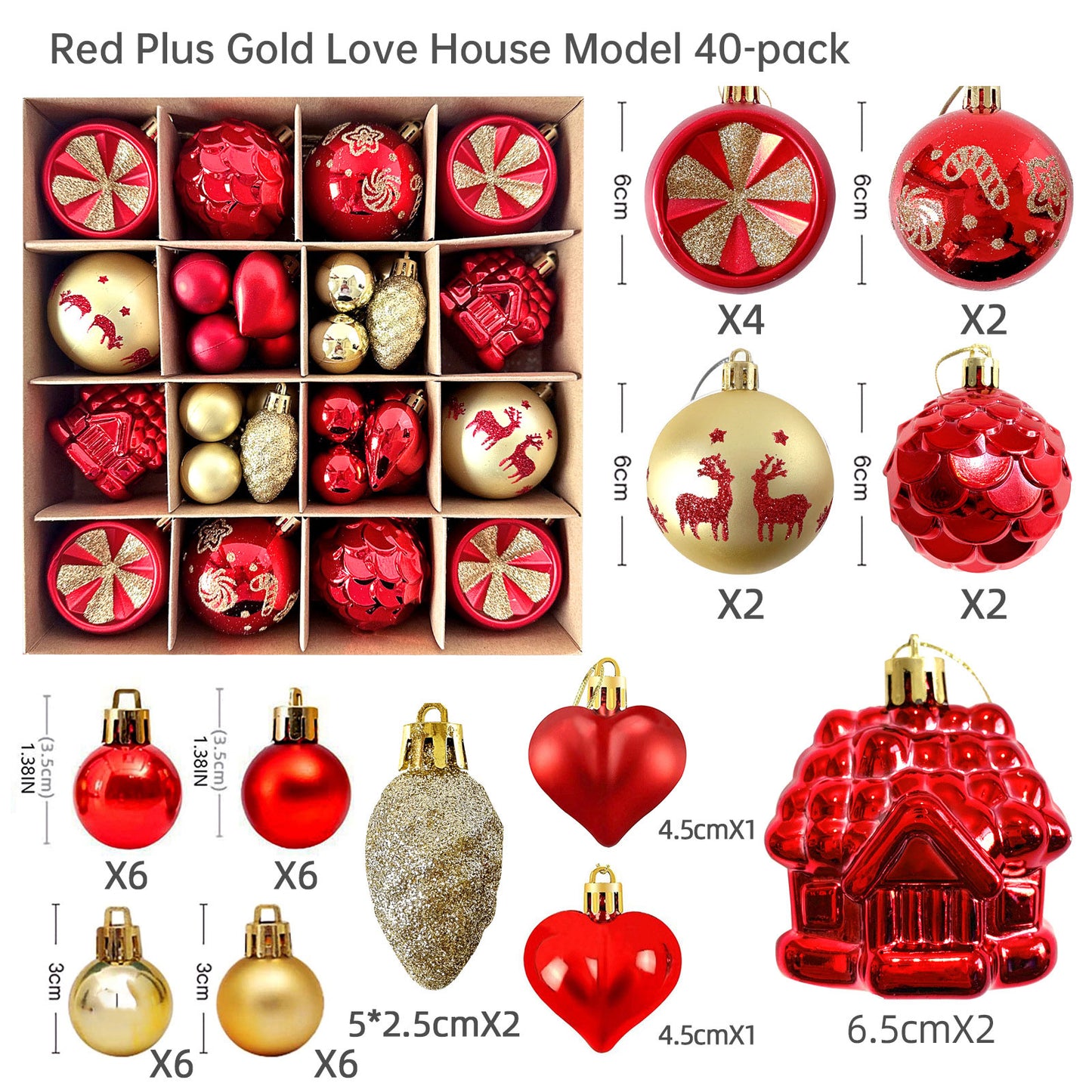 Christmas Tree Ornament Set Premium Bulk Pack Collection Assorted Designs Xmas