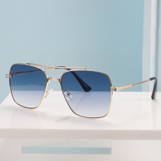 Men's Retro Double Beam Metallic Sunglasses UV400 Full Sun Protection Eyewear